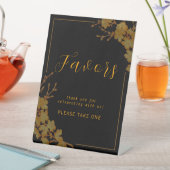 Elegantes Black & Gold Floral Gefälligkeitszeichen Sockelschild (In Situ)