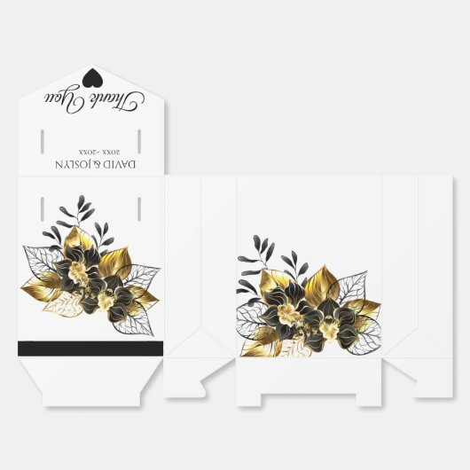 Elegantes Black & Gold Floral Jubiläum Party Geschenkschachtel (Ungefaltet)