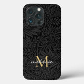 Elegantes Black Gold Floral Script Monogram Case-Mate iPhone Hülle (Rückseite)