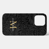 Elegantes Black Gold Floral Script Monogram Case-Mate iPhone Hülle (Rückseite (Horizontal))