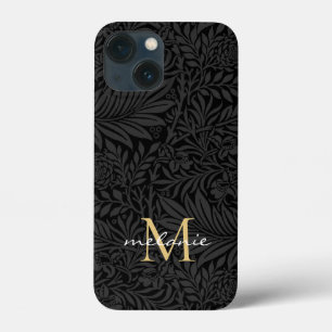 Elegantes Black Gold Floral Script Monogram Case-Mate iPhone Hülle