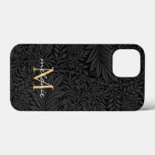 Elegantes Black Gold Floral Script Monogram Case-Mate iPhone Hülle (Rückseite (Horizontal))