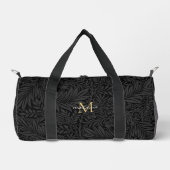 Elegantes Black Gold Floral Script Monogram Duffle Bag (Vorderseite)