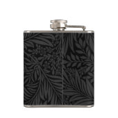 Elegantes Black Gold Floral Script Monogram Flachmann (Rückseite)