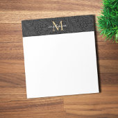 Elegantes Black Gold Floral Script Monogram Notizblock