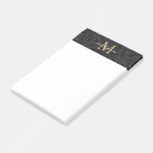 Elegantes Black Gold Floral Script Monogram Post-it Klebezettel (angewinkelt)