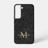 Elegantes Black Gold Floral Script Monogram Samsung Galaxy Hülle (Rückseite)