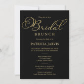 Elegantes Black Gold Foil Script Bridal Brunch Einladung (Vorderseite)