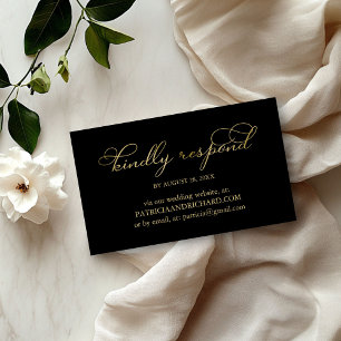 Elegantes Black Gold Foil Skript Hochzeit Online-U Visitenkarte