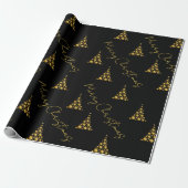 Elegantes Black Gold Foil Weihnachtsbaum Muster Geschenkpapier (Ungerollt)