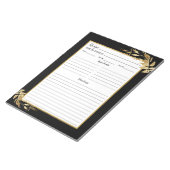 Elegantes Black Gold Foliage Recipe Notepad Notizblock (angewinkelt)