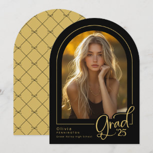 Elegantes Black Gold Foto 2025 Grad Ankündigung