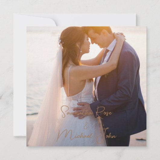 Elegantes Black Gold Foto Hochzeit Dankeschön Card Dankeskarte (Rückseite)