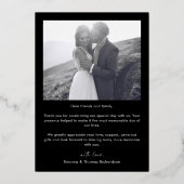 Elegantes Black Gold Foto Hochzeit Dankeschön Card Folieneinladung (Rückseite)