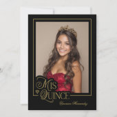 Elegantes Black Gold Foto Mis Quince Quinceañera Einladung (Vorderseite)