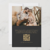 Elegantes Black Gold Foto QR Code Hochzeit Einladung (Rückseite)