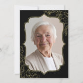 Elegantes Black Gold Foto Überraschung 90. Geburts Einladung (Rückseite)