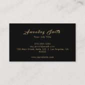 Elegantes Black & Gold Frauen Körperpflege Wellnes Visitenkarte (Rückseite)