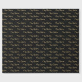 Elegantes Black Gold Frohe Weihnachtswrapping Papi Geschenkpapier (Flach)