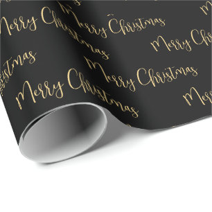 Elegantes Black Gold Frohe Weihnachtswrapping Papi Geschenkpapier