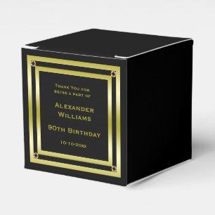 Elegantes Black & Gold Gerahmt 90. Geburtstag Geschenkschachtel