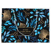 Elegantes Black Gold Ginkgo Floral Business Große Geschenktüte (Rückseite)