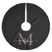 Elegantes Black Gold Girly Monogramm Elegantes Skr Polyester Weihnachtsbaumdecke (Vorderseite)