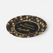 Elegantes Black Gold Glitzer Balloons Muster A021 Pappteller (Schrägansicht)