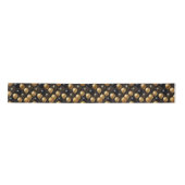 Elegantes Black Gold Glitzer Balloons Muster A021 Satinband (Vorderseite)