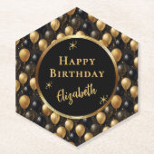 Elegantes Black Gold Glitzer Balloons Muster A021 Untersetzer (Vorderseite)