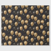 Elegantes Black Gold Glitzer Balloons Muster A025 Geschenkpapier (Flach)