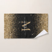 Elegantes Black Gold Glitzer Border Monogram Scrip Badhandtuch Set (Handtuch)