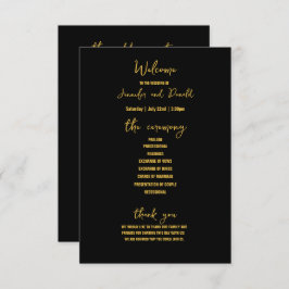 Elegantes Black Gold Glitzer Brooch Wedding Progra Ankündigung