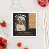 Elegantes Black Gold Glitzer Foto 30. Geburtstag Serviette (Beispiel)