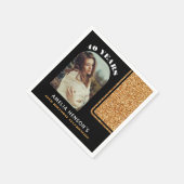 Elegantes Black Gold Glitzer Foto 40. Geburtstag Serviette (Ecke)