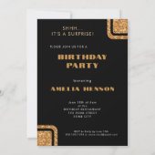 Elegantes Black Gold Glitzer Foto 70. Geburtstag Einladung (Rückseite)