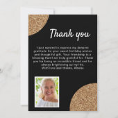Elegantes Black Gold Glitzer Foto Geburtstag Dankeskarte (Vorderseite)