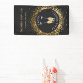 Elegantes Black & Gold Glitzer Geburtstagsbanner Banner (InSitu)