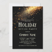 Elegantes Black Gold Glitzer Holiday Office Party Einladung (Vorderseite)