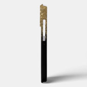 Elegantes Black & Gold Glitzer Monogramm Case-Mate iPhone Hülle (Rückseite / Links)