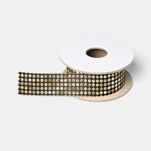 Elegantes Black & Gold Glitzer Polka Dots Muster Satinband