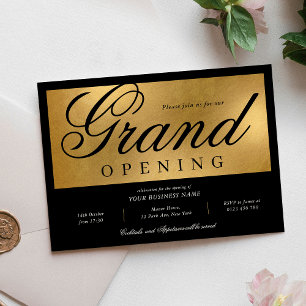 Elegantes Black & Gold Grand Opening Business Einladung
