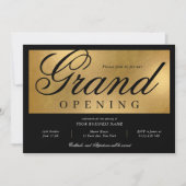 Elegantes Black & Gold Grand Opening Business Einladung (Vorderseite)