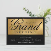 Elegantes Black & Gold Grand Opening Business Einladung (Stehend Vorderseite)