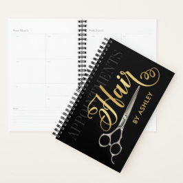 Elegantes Black & Gold Haar Terminkalender Planer