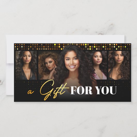 Elegantes Black Gold Hair Salon Geschenkgutschein (Rückseite)