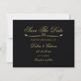 Elegantes Black Gold Heart Geblüht Save the Date