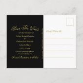 Elegantes Black Gold Heart Wedding Save the Date Ankündigungspostkarte (Rückseite)