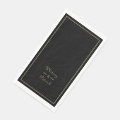Elegantes Black & Gold Hochzeitsfest Abendessen Serviette (Ecke)