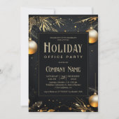 Elegantes Black & Gold Holiday Office Party Einladung (Vorderseite)